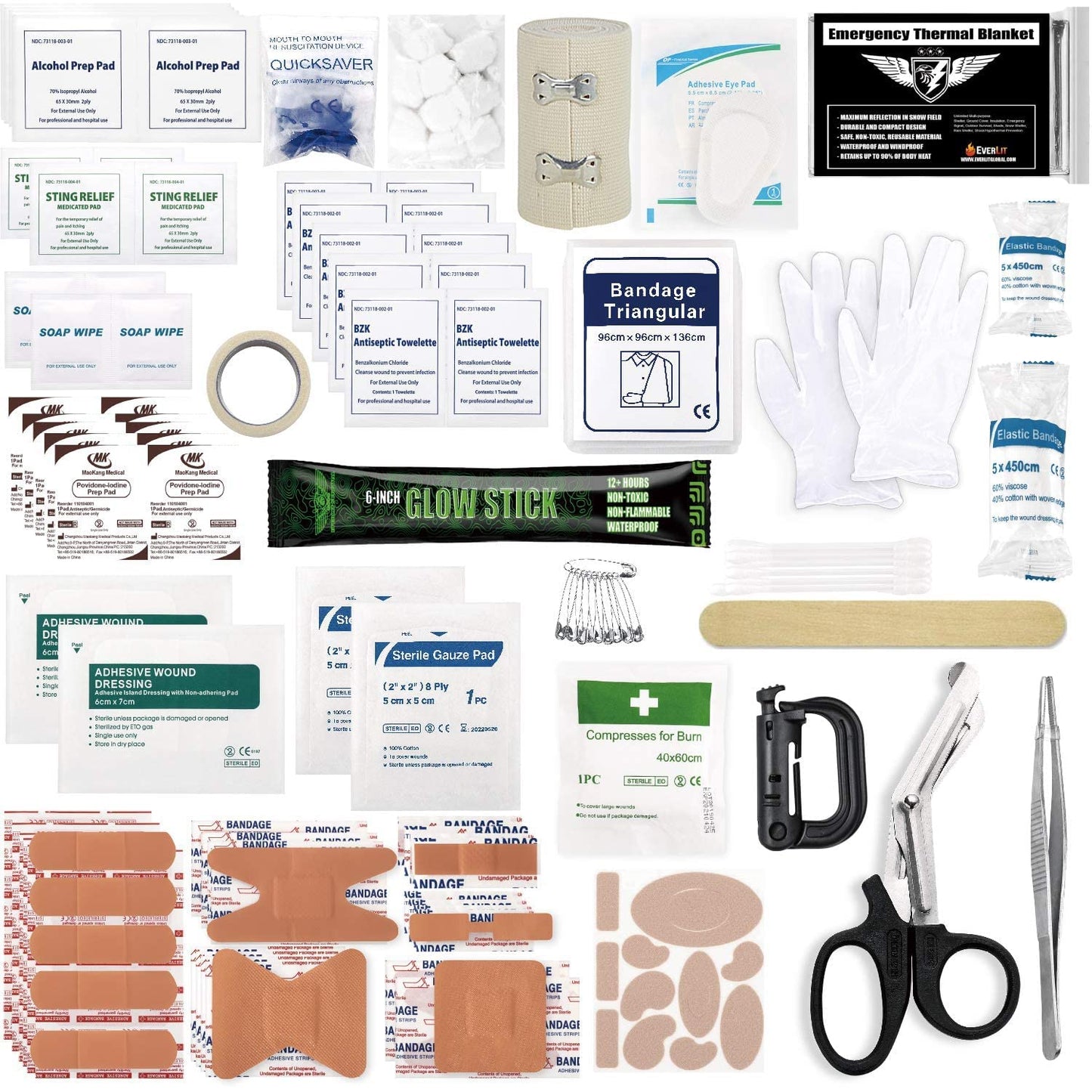 Everlit 180 Pieces Tactical First Aid Kit IFAK Molle EMT Pouch Outdoor Camping Emergency Kits for