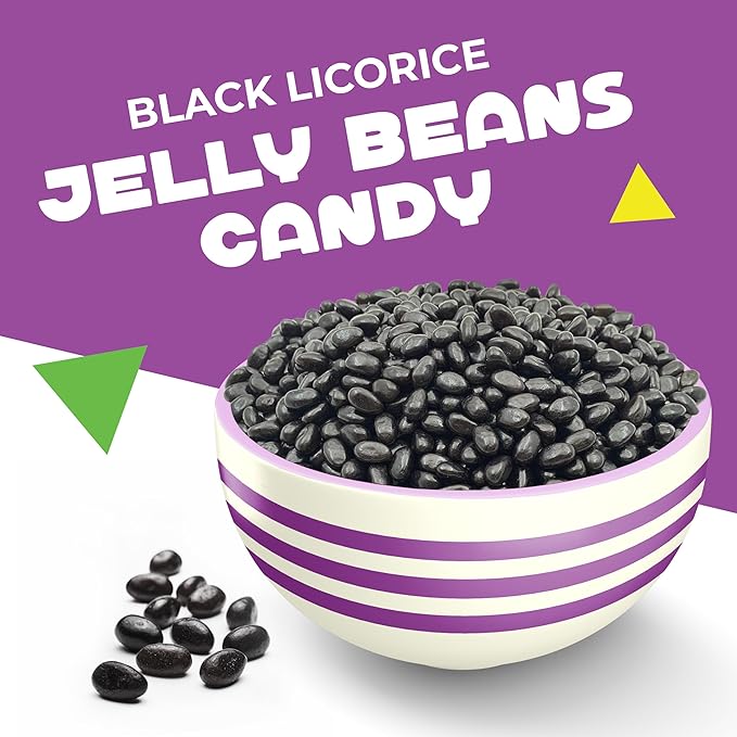 Black Licorice Jelly Beans Candy | 2 Lb Bag | Black Jelly Beans Bulk | Old School Candy for Buffets, Snacking & Gifting | Nostalgic Licorice Treat with Bold Flavor