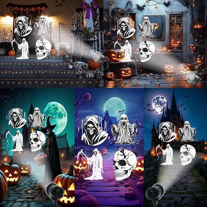 Halloween Projector Lights Outdoor, Rotating Ghost Projector, Waterproof Halloween Projector Lights Landscape for Outdoor Indoor, Yard, Patio, Garden, Party Decor (Cool White Ghost)