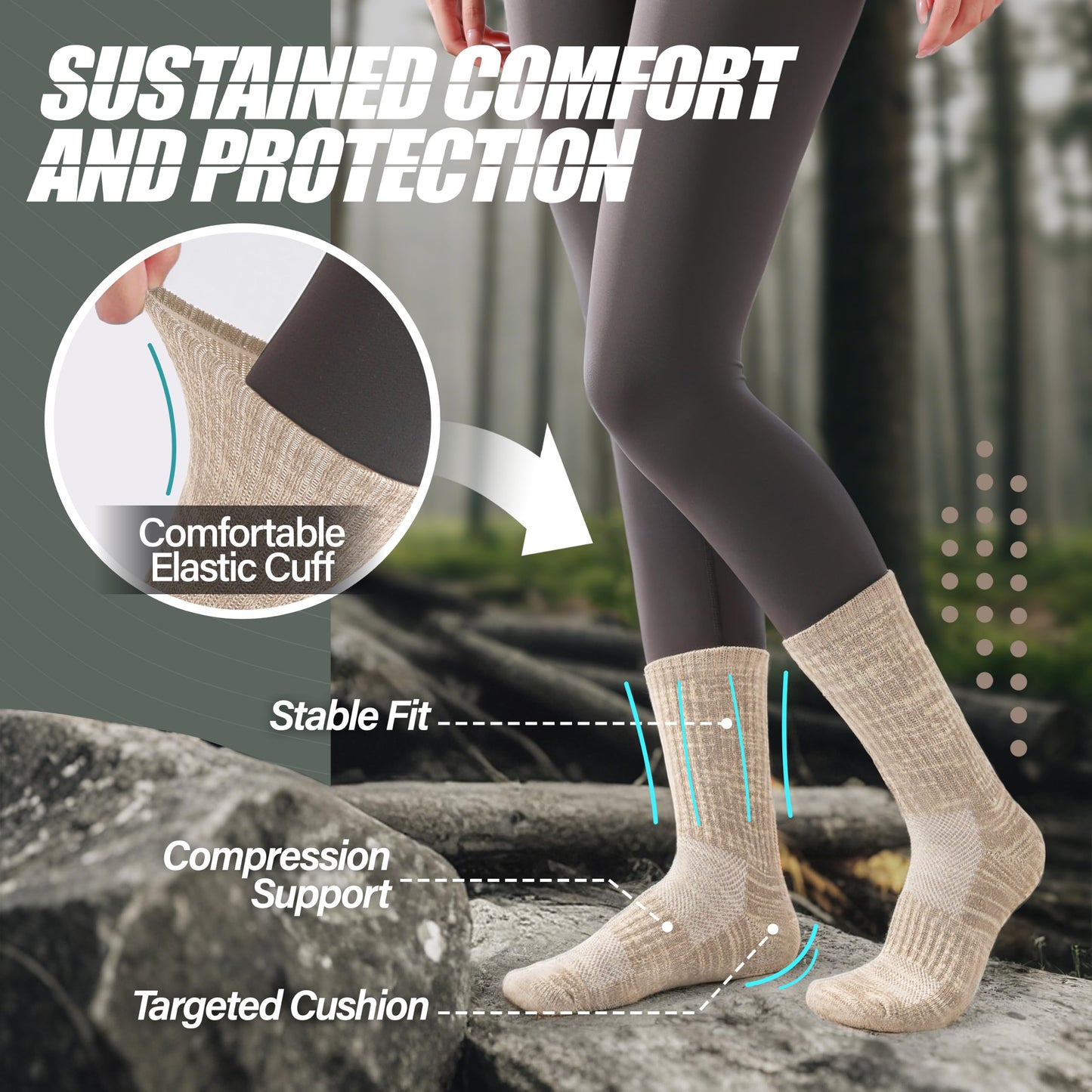 ANTSANG Merino Wool Hiking Socks, Maximum Breathability, for Men and Women