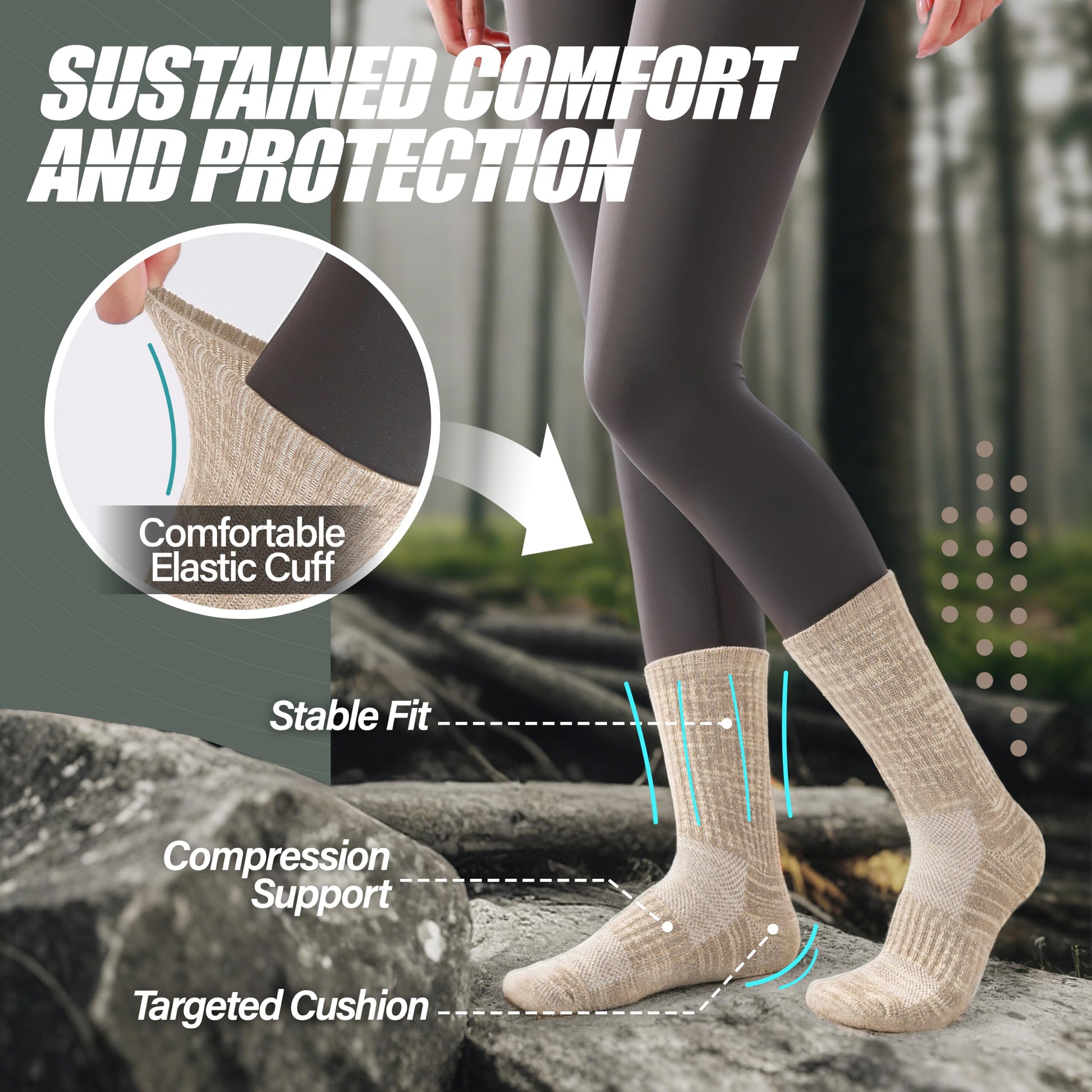 ANTSANG Merino Wool Hiking Socks, Maximum Breathability, for Men and Women