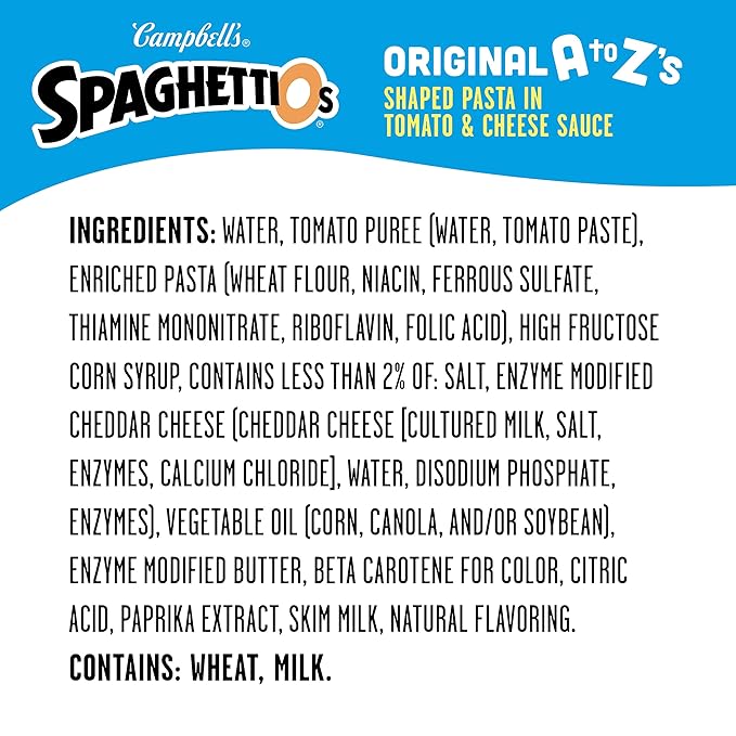 SpaghettiOs Original A to Z's Canned Pasta, Healthy Snack for Kids and Adults, 15.8 OZ Can (Pack of 12)