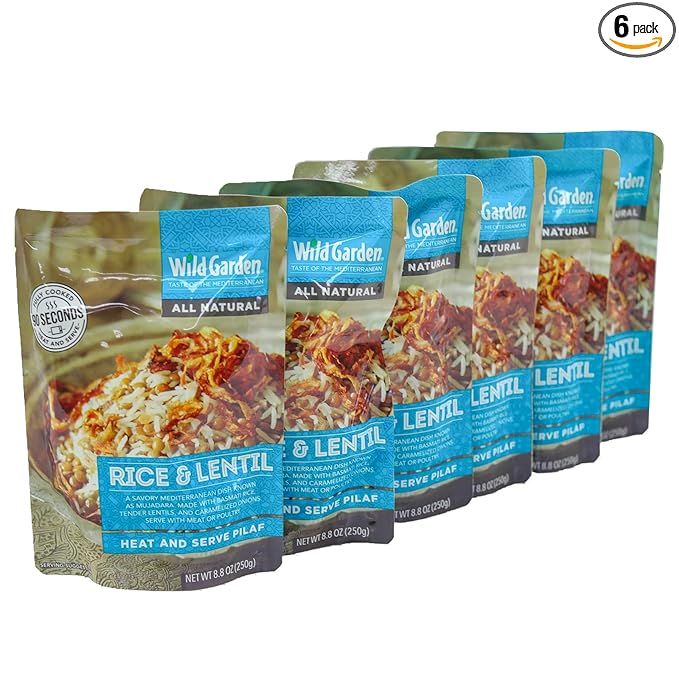 Wild Garden Heat and Serve Pilaf, Rice & Lentil, Fully Cooked, Ready to Eat, Microwavable 8.8 oz, 6 pack