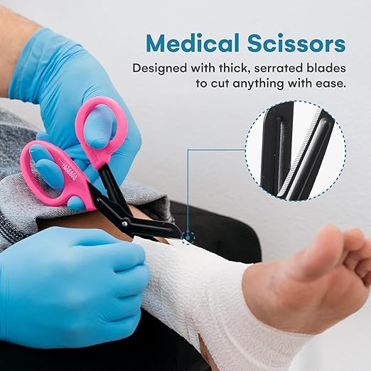 Madison Supply Pink Trauma Shears, EMT and Trauma Shears - 7.5 Inch Quality Stainless Steel Medical Scissors - Fluoride-Coated with Non-Stick Blades - Paramedic Scissors Pink