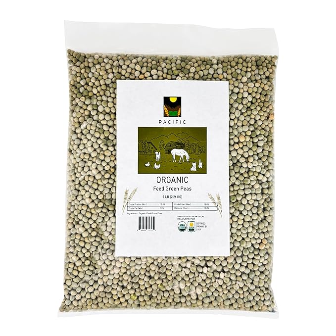 Pacific Organic Petfood Organic Whole Green Pea - Dried Green Peas | Rich with Fiber & Minerals | USDA and CCOF Certified | Packed in USA | 5Lbs