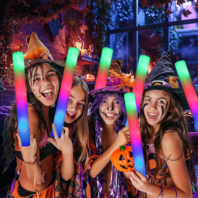 200PCS Foam Glow Sticks with 3 Modes Colorful Flashing, LED Light Sticks, Glow Sticks Party Pack for Wedding, Raves, Concert, Party, Christmas Supplies