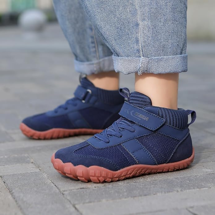 KUBUA Kids Barefoot Shoes Boys Girls High Top Minimalist Zero Drop Sneakers for Tennis Walking Hiking Athletic Little Big Kid