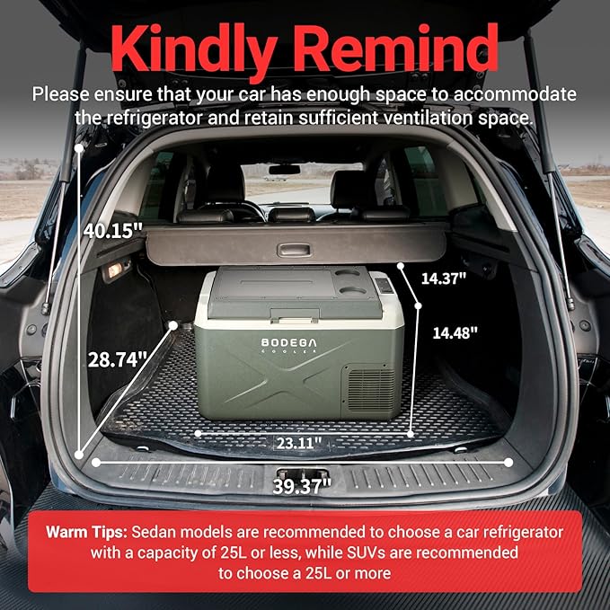BODEGACOOLER 12 Volt Car Refrigerator, Electric Cooler Portable Freezer WIFI APP Control, 32Quart(30L) RV Car Fridge-4℉-68℉, 12/24V DC100-240 Volt AC for Outdoor Camping Travel Vehicles Home Use