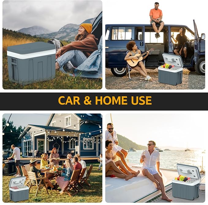 advwin 12V Electric Car Cooler & Warmer with Wheels & Handle, 48 Quart (45 L) 12 Volt DC & 110V AC Portable Thermoelectric Fridge Plug in for Car/RV/Camping/Travelling (45L Cooler & Warmer)
