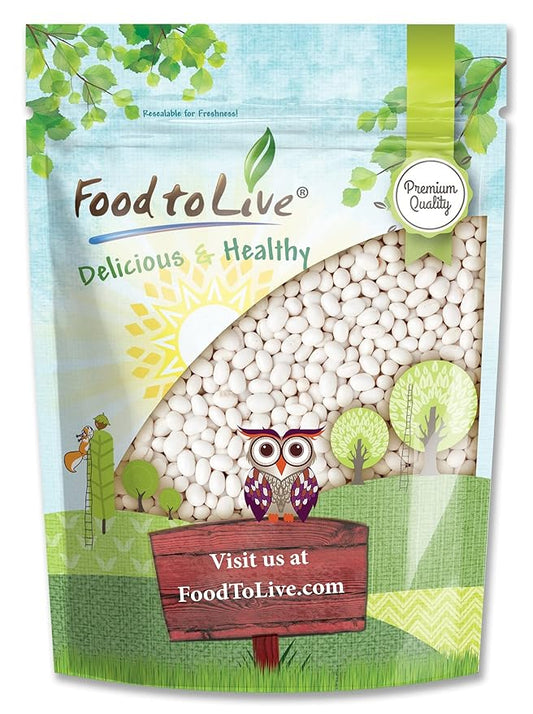 Food to Live Navy Beans, 5 Pounds – Raw, Dried, Vegan, Kosher, Whole Small White Kidney Beans in Bulk, Good Source of Protein, Fiber, Folate, and Copper. Low Sodium. Great for Cooking and Soups