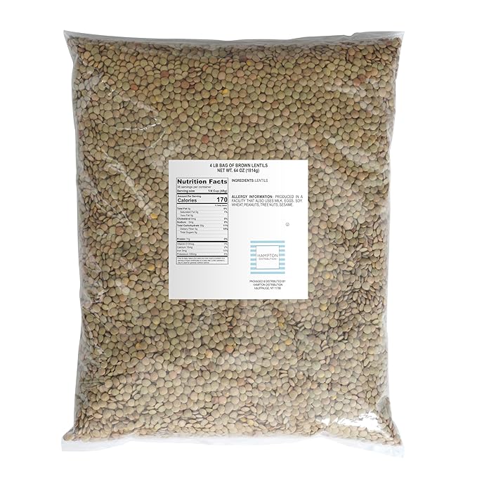 Brown Lentils, 4 Pound Bulk Bag