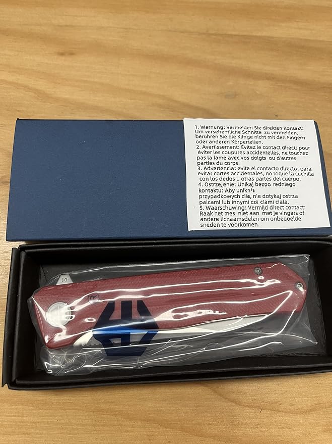 Petrified fish PF818 Folding Knife,3.54" D2 Steel Satin Blade,104g Micarta Handle Pocket Folding knife (Red, Micarta)