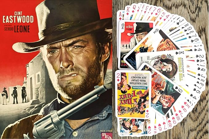 Spaghetti Western Playing Cards (Poker Deck 54 Cards All Different) Vintage Western Movie Poster Wild West