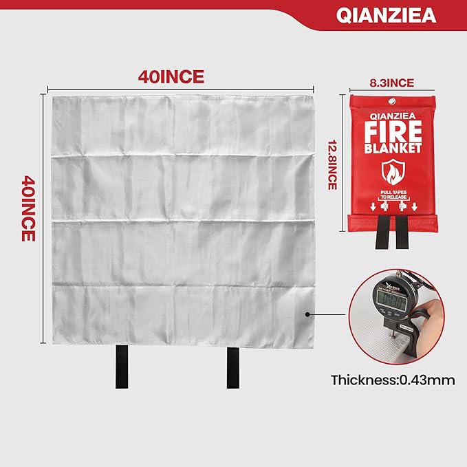 Fire Blanket,40"x40",Emergency Fire Blankets for Home and Kitchen,4 Pack