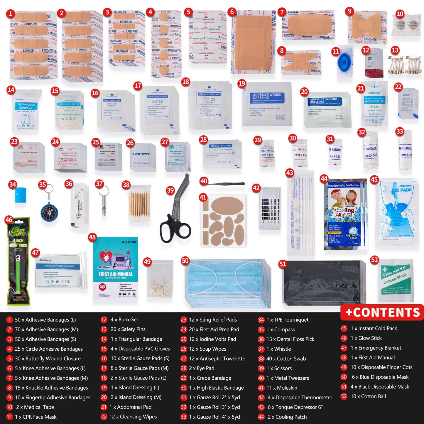 520 Pieces Premium First Aid Kit - Large Emergency Medical Kit for Survival, Car, Home, Travel