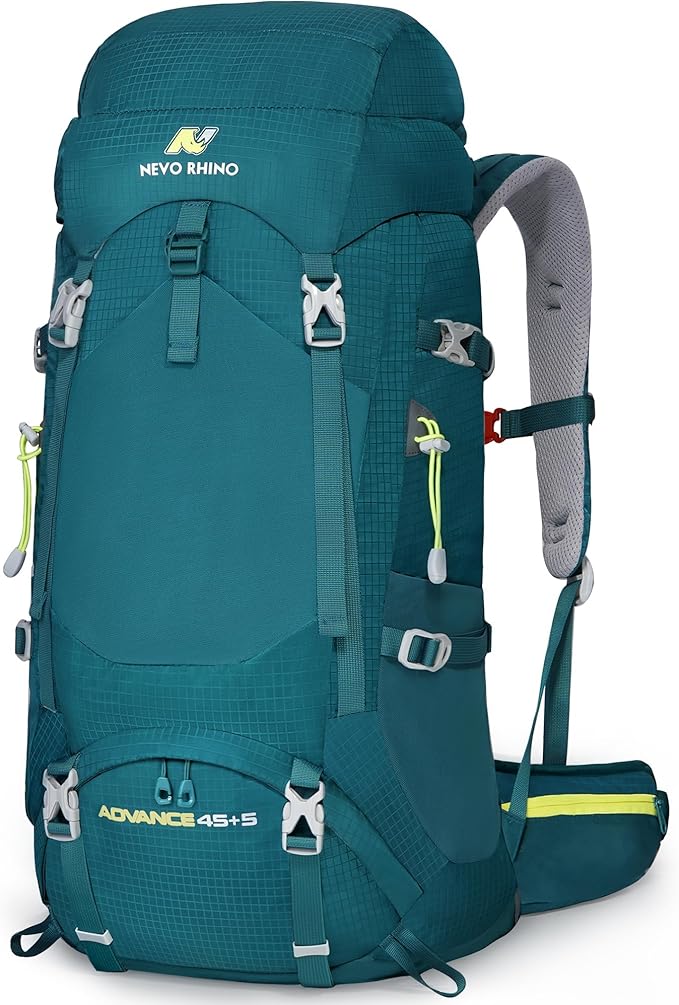 N NEVO RHINO Internal Frame Hiking Backpack 50/60/65/70/80L, Mountain Climbing Camping Backpack Daypack Waterproof Rain Cover