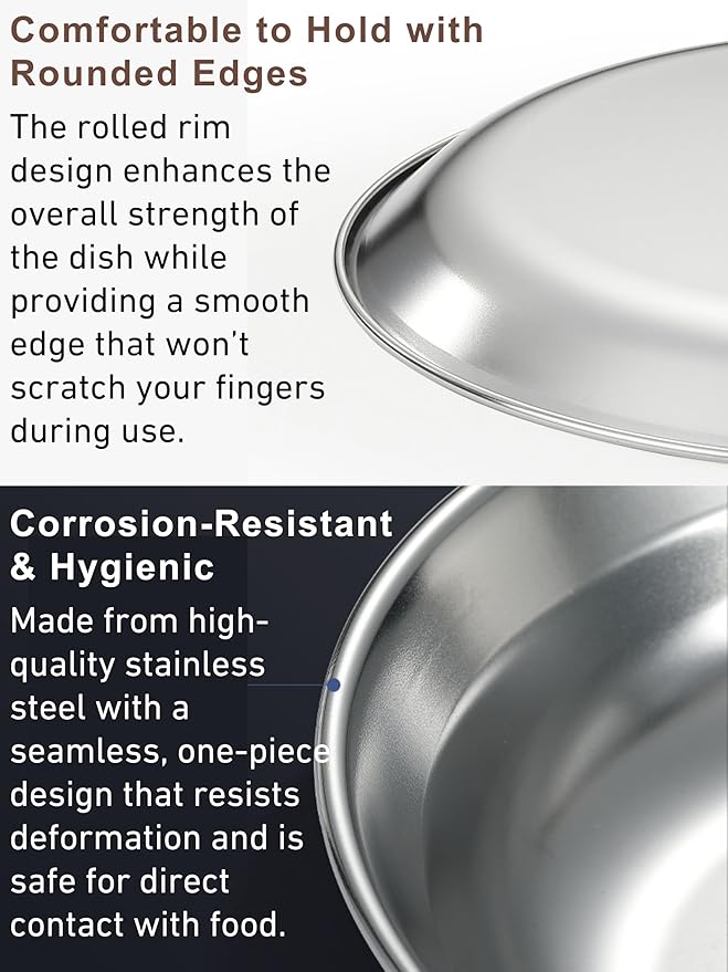 CAMPINGMOON Camping Plates 4 pack set Salad Side Dinner Plate Dishes Outdoor Tableware Stainless Steel with Canvas Case S397-1S