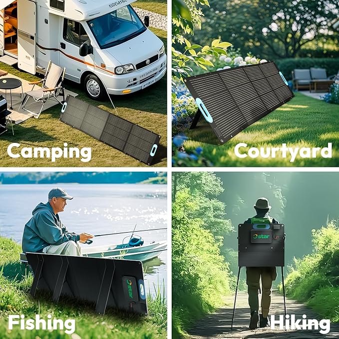 200W Portable Solar Panel, Foldable Backpacking Solar Charger with 23% High Efficiency, USB-C & Dual USB Ports, IP67 Waterproof, Lightweight & Durable for Camping,RV, Power Stations, Phones, Laptops