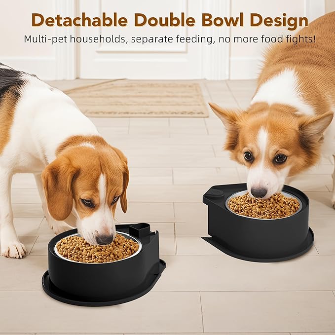 Stainless Steel Dog Bowl Set, 304 Metal Dual Food & Water Bowls for Dogs & Cats, Large Capacity Pet Feeder, Anti-Skid Dog Dish for Small/Medium/Large Pets