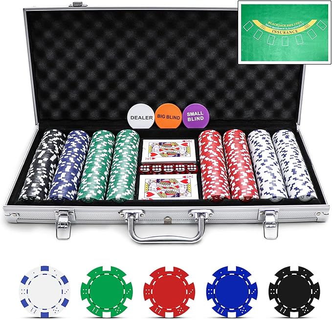 NOLIE Casino Poker Chip Set 200 300 PCS with Aluminum Case for Gambling(11.5 Gram)