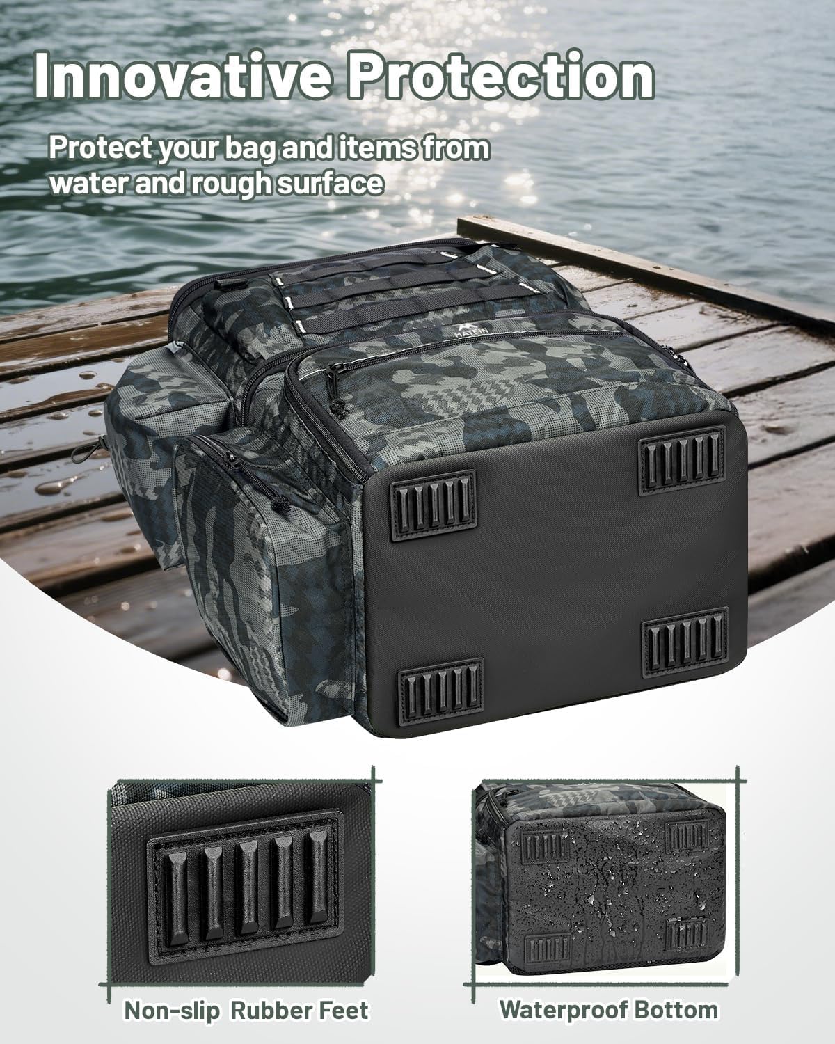 MATEIN Cooler Fishing Backpack with 4 Tackle Boxes, Fishing Bag Rod Holders