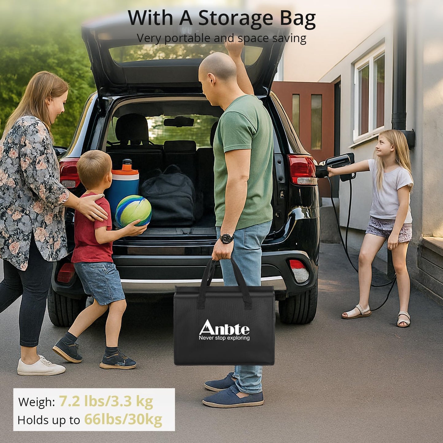Anbte Folding Camping Table with Storage Net, 3ft Portable Table, 35" x 16"
