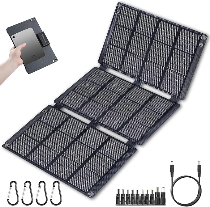 30W Portable Solar Panels 30 Watt Foldable Solar Panel Charger,IP65 Solar KIT with Type-C QC3.0/USB/DC Output(10 Connectors) 26% High Efficiency for Hiking Camping Backpacking Cell Phone Pad Tablet