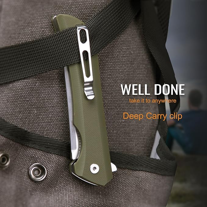Heavy Outdoor Tactical Folding Pocket Knife for men,14C28N Stainless Steel Blade,G10 Handle,Liner Lock,EDC Hunting Bushcrafting Camping Knives Belt Clip Carry,Microtech Elemental Fishing Hiking,Father Dad Gifts Ruike p121