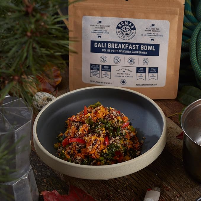Nomad Nutrition Cali Breakfast Bowl | Instant Freeze Dried Backpacking & Camping Food | Plant-Based, Non-GMO Hiking Meals with High-Energy, Vegan, Gluten-Free | 112g - 1 Pack