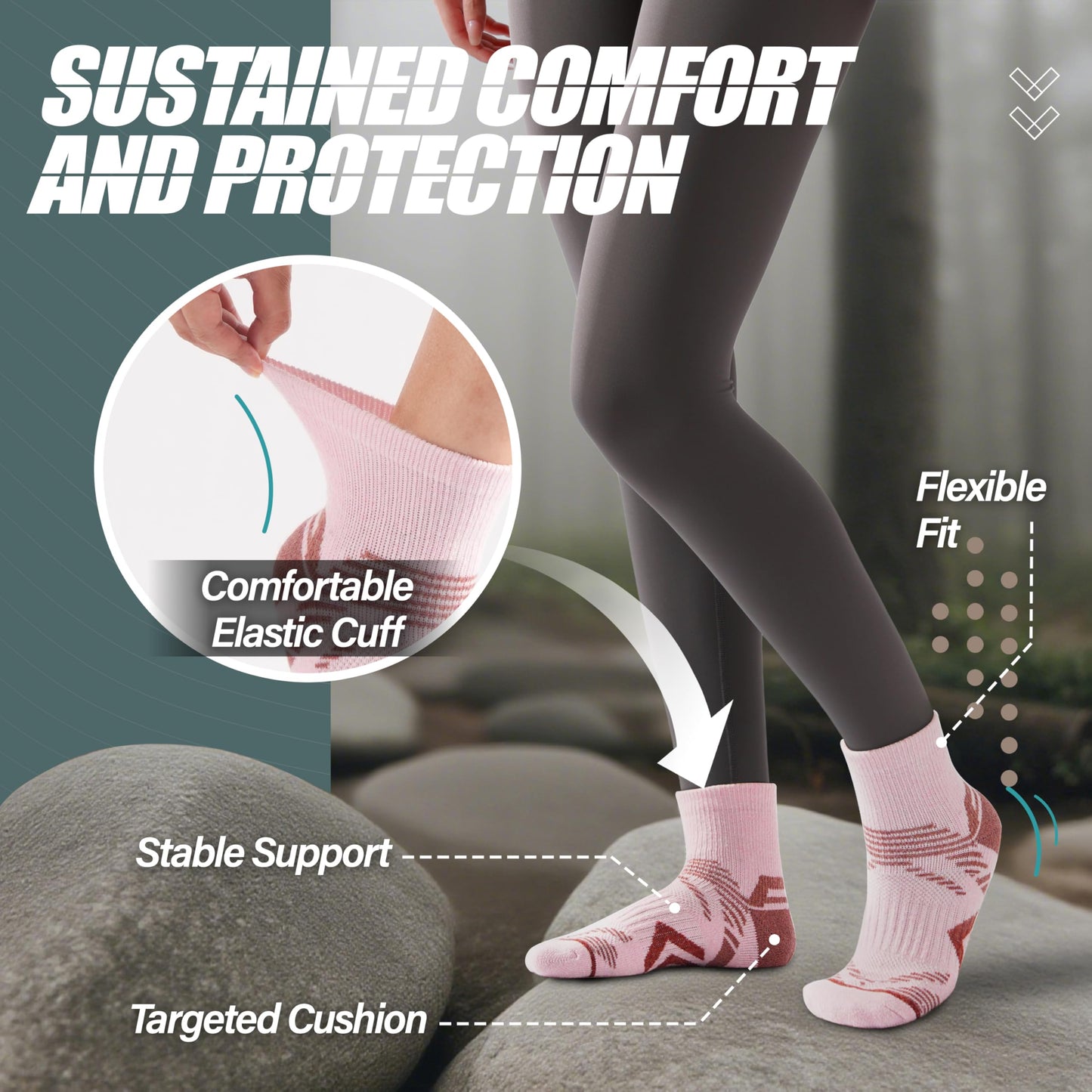 ANTSANG Merino Wool Quarter Ankle Hiking Running Socks for Women Men