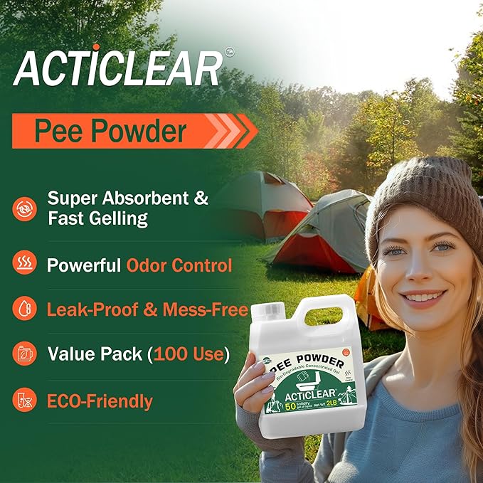 Pee Powder Gel - 2/4lb Rapid 60-Second Absorption & Odor Neutralizer for Portable Toilets, Camping, and Outdoor Essentials