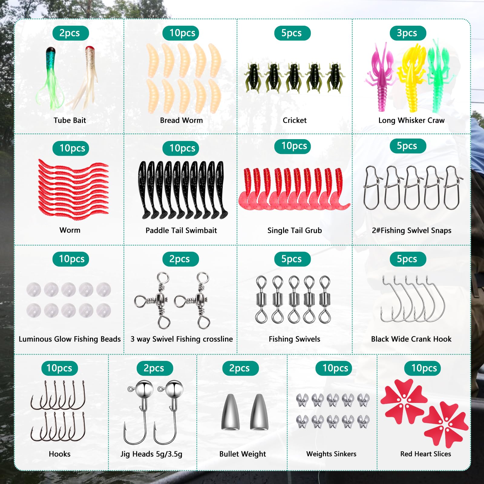 FONMANG 126Pcs Fishing Lures - 2025 New Tackle Box with Tackle Included, Fishing Kit with VIBs