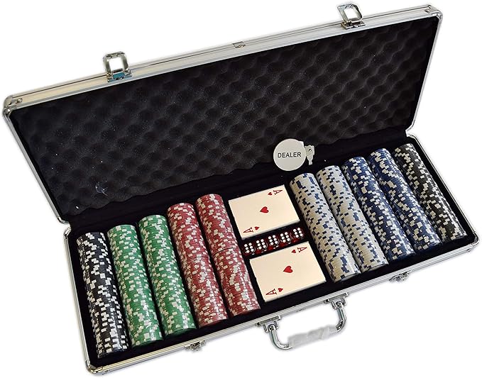 HAN'S DELTA Poker Chip Set 11.5 Gram for Texas Holdem, Blackjack, Casino Gambling with Aluminum Case, Cards, Dealer Button (Choose 300 or 500 Chips Set)