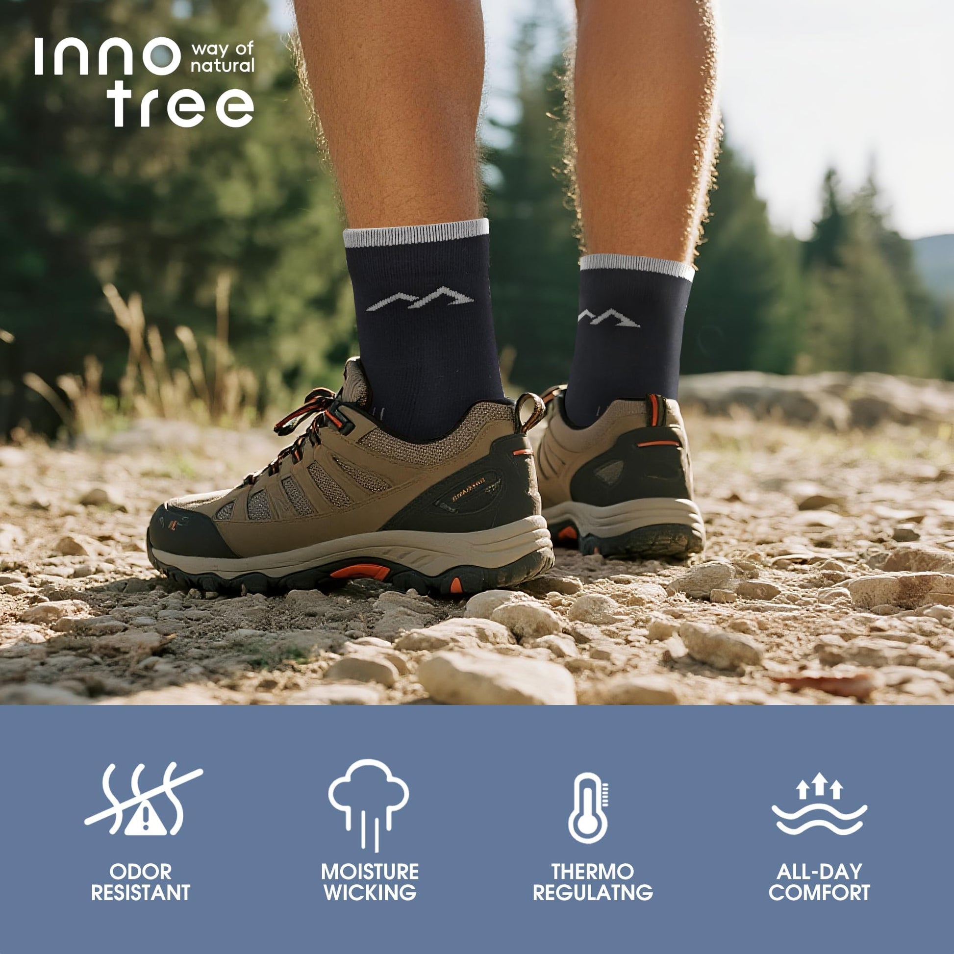 innotree 3 Pack Men's Merino Wool Hiking Socks