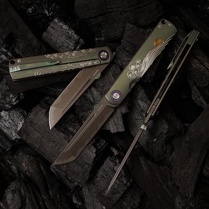 S35VN steel TC4 titanium alloy handle pocket folding knife, Japanese style can be preferred as a gift, camping, home, outdoor, EDC