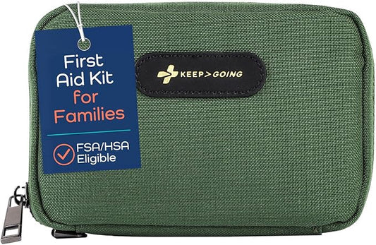 Keep Going Travel First Aid Kit for Kids ??130 Pc. for Car, Purse, Diaper Bag, Backpack, & Suitcase, with Latex-Free Bandages ??7 x 5 x 2 in. Travel First Aid Kit TSA-Approved