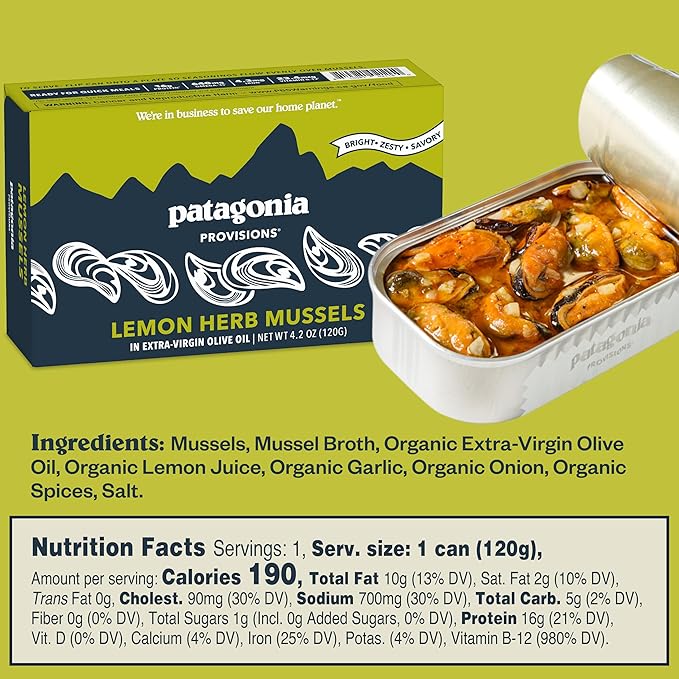 Patagonia Provisions Mussels 3-Piece Bundle | Responsibly Sourced in Spain | 16g-18g Protein & Gluten Free | 4.2 Ounce (Pack of 3)