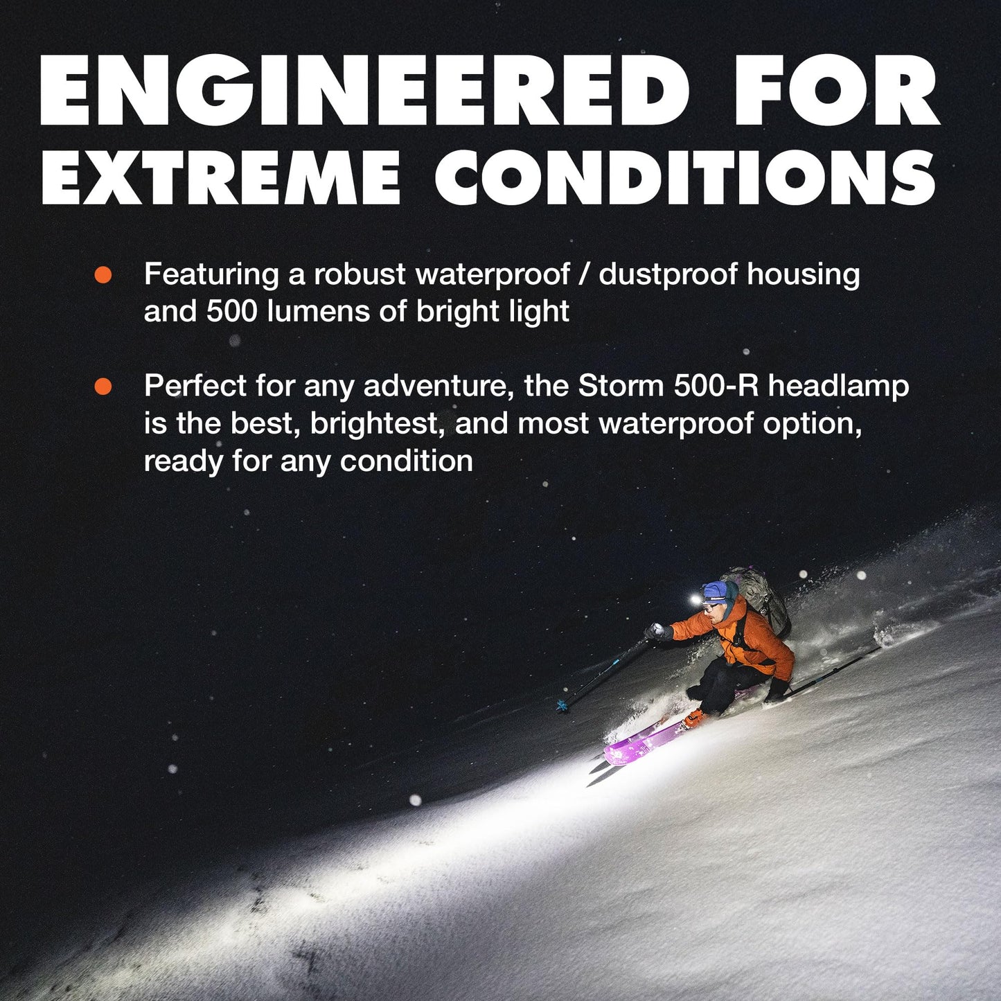 BLACK DIAMOND Storm 500-R Headlamp, Rechargeable, Dimmable Bright, BD Black