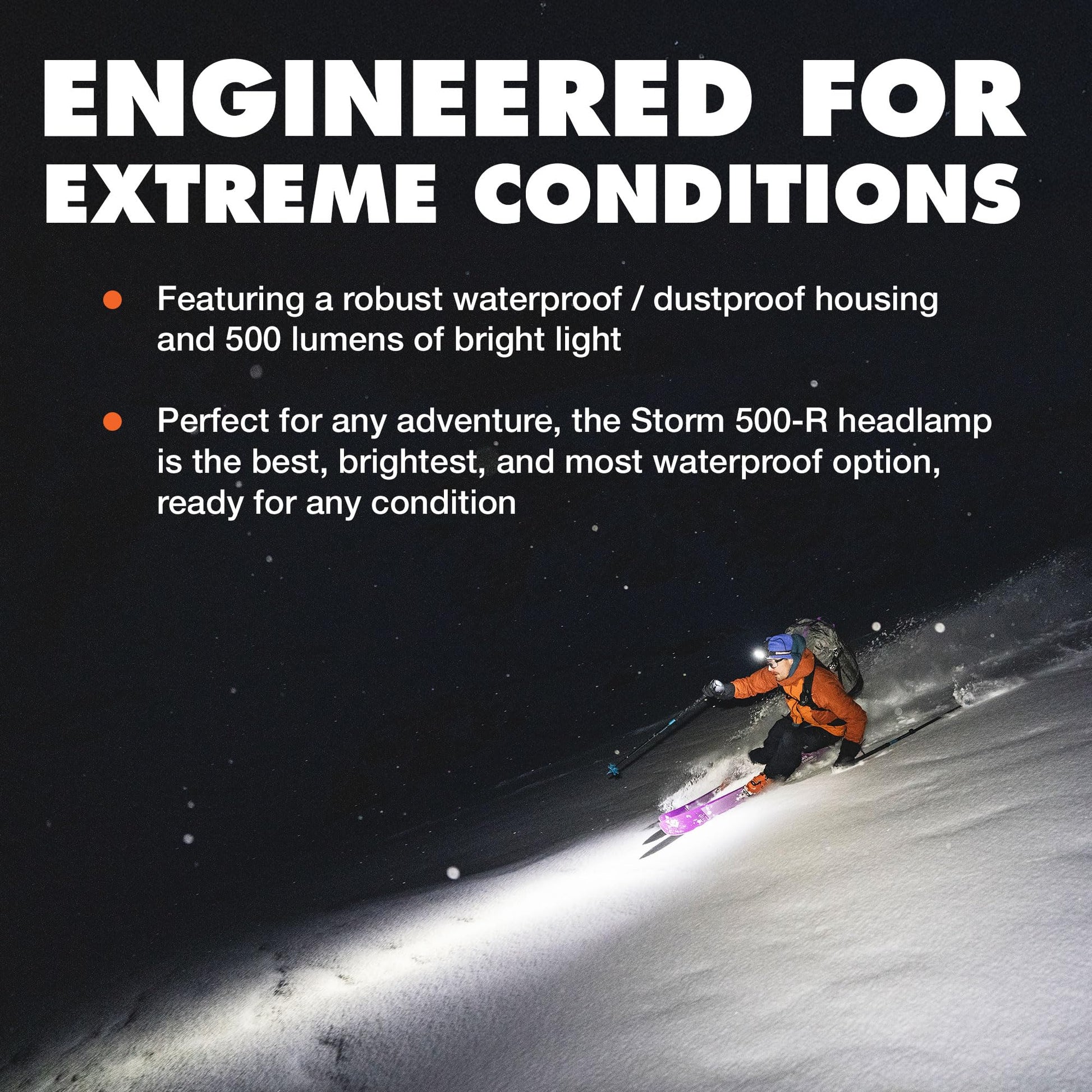 BLACK DIAMOND Storm 500-R Headlamp, Rechargeable, Dimmable Bright, BD Black