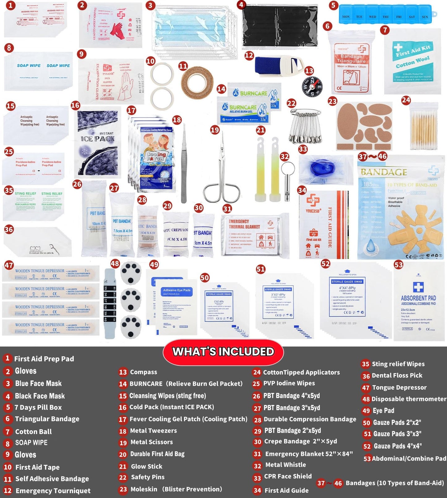 VRIEXSD 400 Piece Large First Aid Kit for Home, Car, Travel, Camping,Sports