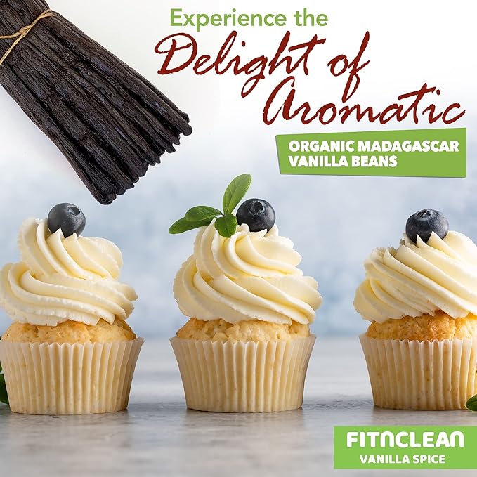 5 Organic Madagascar Vanilla Beans Grade A. Certified USDA Organic. 6"-7.5" Fresh by FITNCLEAN VANILLA for Extract, Paste, Cooking and Baking. NON-GMO Whole Pods