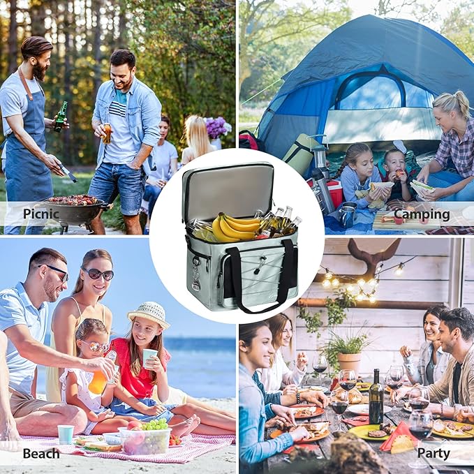 Maelstrom Collapsible Soft Cooler Bag, 24/30/60/75 Cans Beach Cooler, Ice Chest, Leakproof & Portable for Beach, Camping, Road Trips & Grocery Shopping