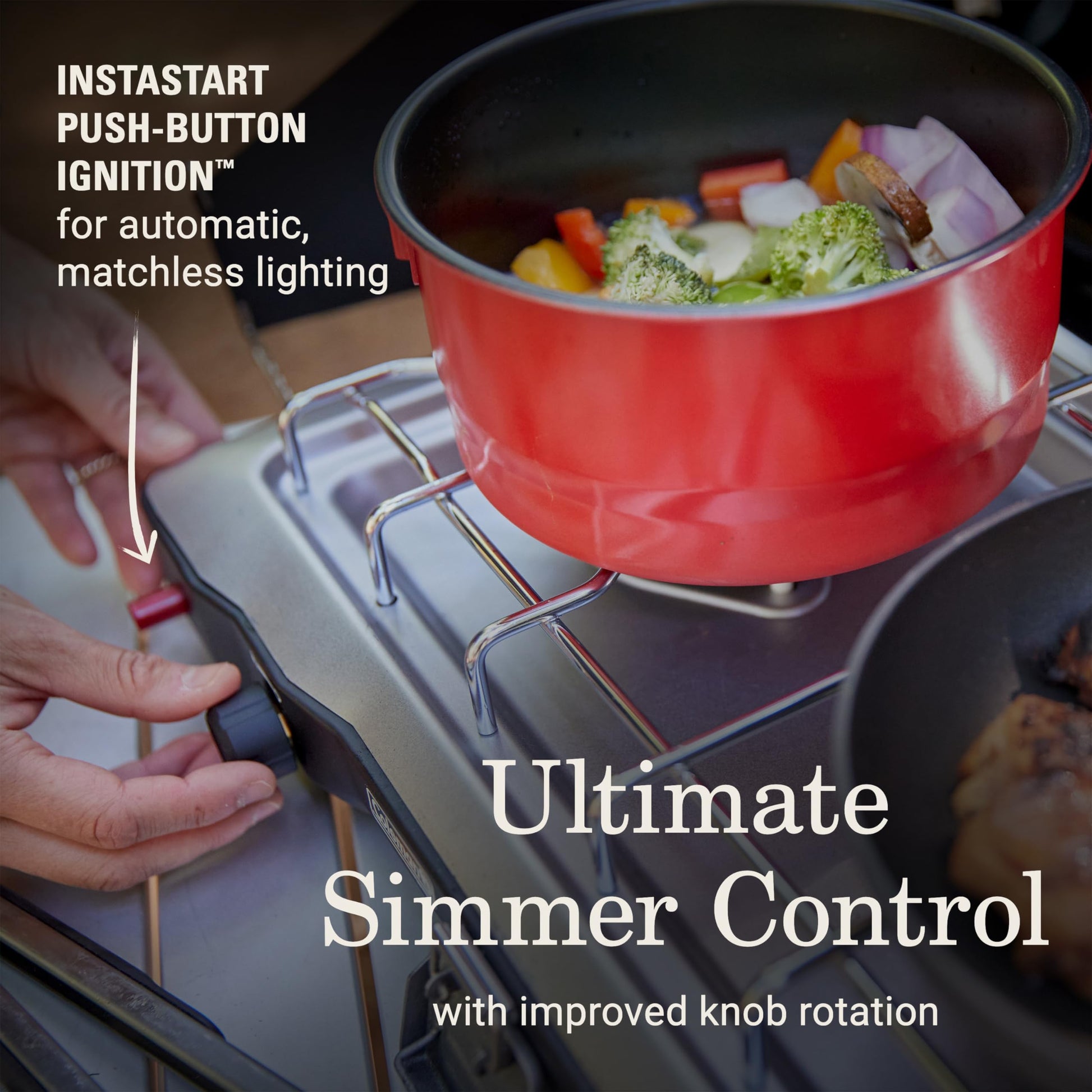 Coleman Triton+ 2-Burner Propane Camping Stove with InstaStart Ignition, Portable Camping Cooktop