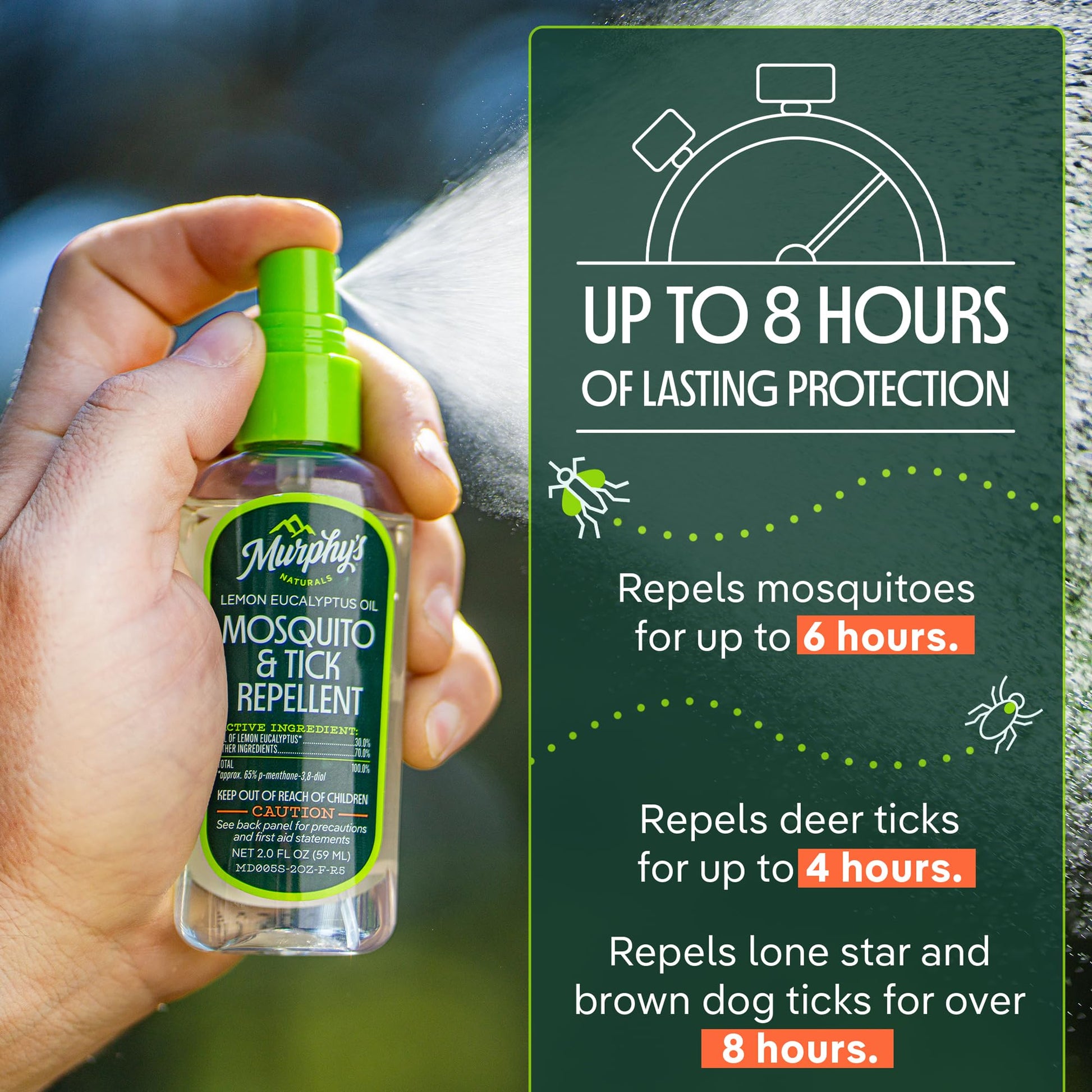 Murphy's Naturals Mosquito & Tick Bug Repellent Spray, 2 fl oz (Pack of 3)