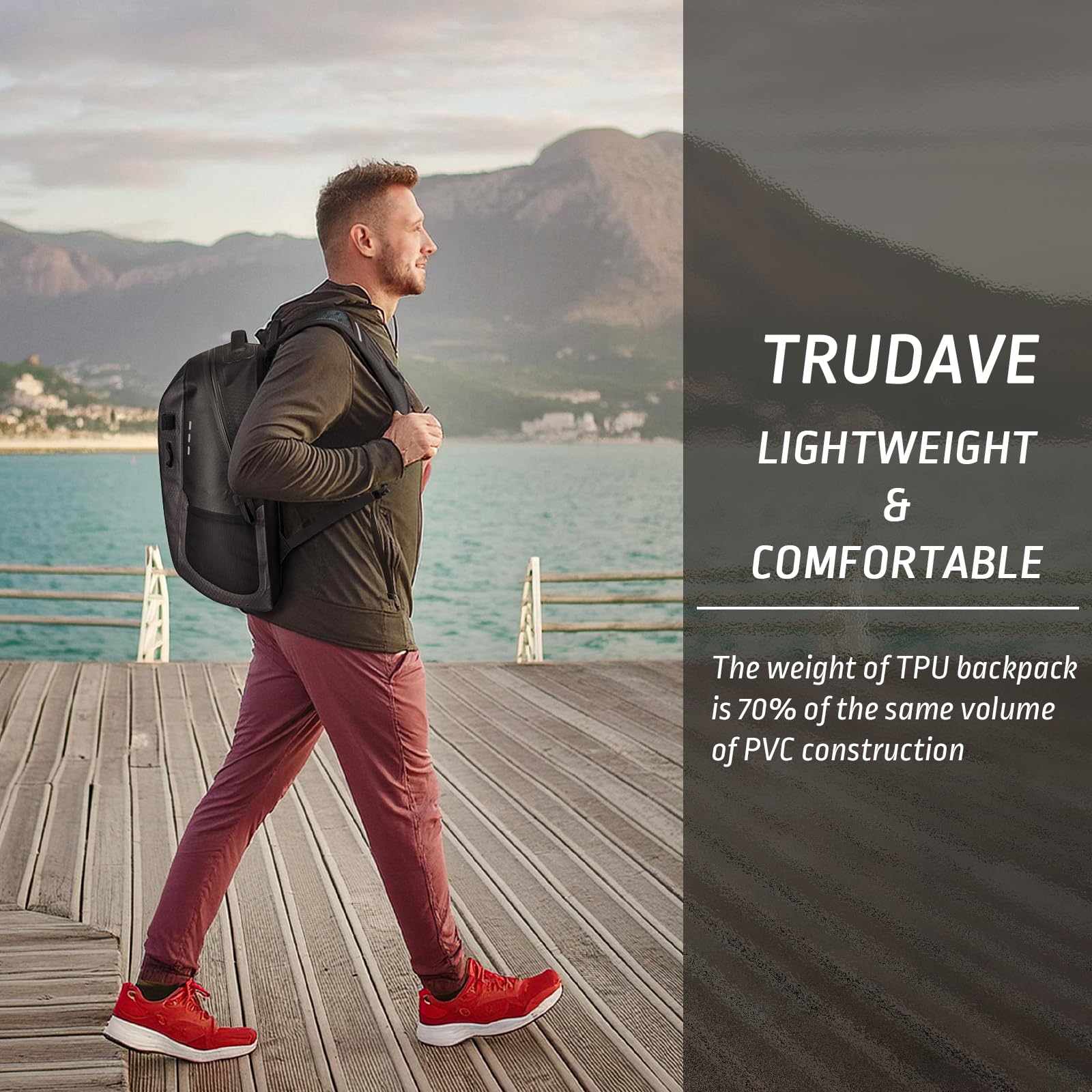 Trudave Waterproof Backpack, Waterproof Submersible Backpack, Floating TPU Coated Dry Bag with