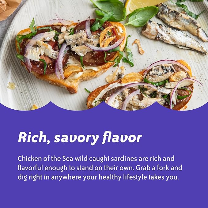 Chicken of the Sea Sardines in Water, 3.75 Ounce Cans (Pack of 18), Wild Caught Canned Sardines