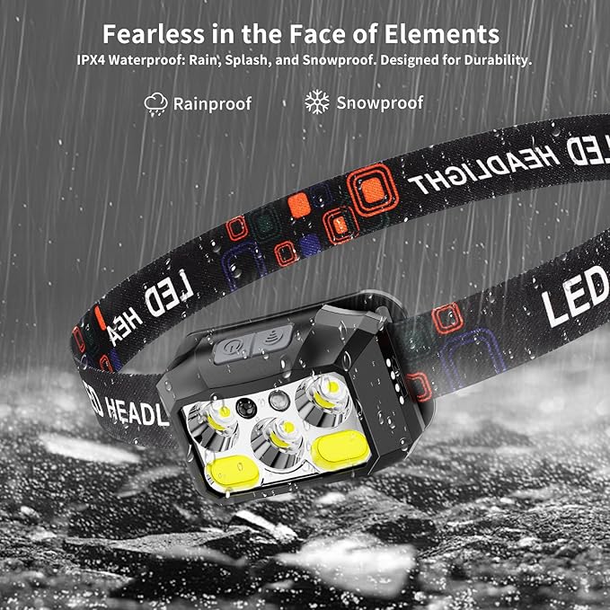 Rechargeable LED Headlamp 3-Pack, 800 Lumens, USB-C, IPX4 Waterproof, 8 Modes, Red & White Light ??Lightweight, Adjustable; for Camping, Hiking, Running, Fishing & Repairs