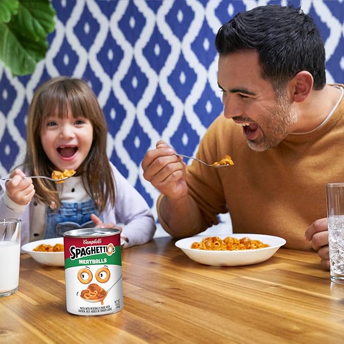 SpaghettiOs Canned Pasta with Meatballs, Healthy Snack for Kids and Adults, 15.6 OZ Can (Pack of 24)