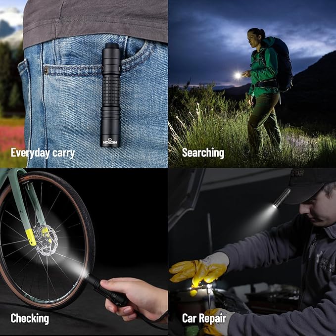 NICRON C3 EDC Flashlight, 1000 Lumen Poket Light Compatible with AA Battery Rechargeable Flashlight, Tail Switch Small Flash Light with Clip for Home Outdoor Camping, Hiking (Camouflage)