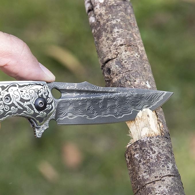 Handmade japanese vg10 damascus steel pocket knife,rosewood handle,sheath,liner lock,folding knives for outdoors camping hiking fishing